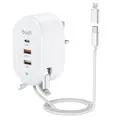 Budi Home Charger With USB-C Cable / Lightning & Micro Adapter - White