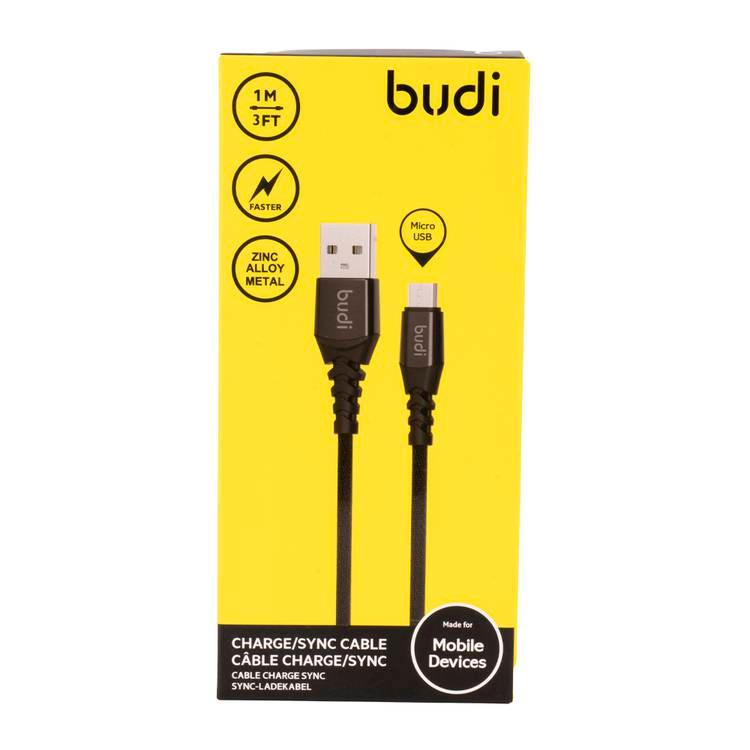 Budi Sync Micro USB Zinc Alloy Metal / USB 2.0 - Black