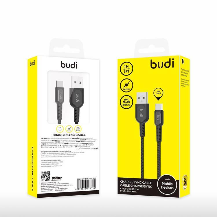 Budi M8J192T-BLK Sync Cable USB Type-C Zinc Alloy Metal - Black