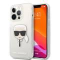 Karl Lagerfeld TPU Full Glitter Karl Head Case For iPhone 13 Pro (6.1 ), Durable, Shockproof, Bumper Protection, Anti-Scratch - Silver