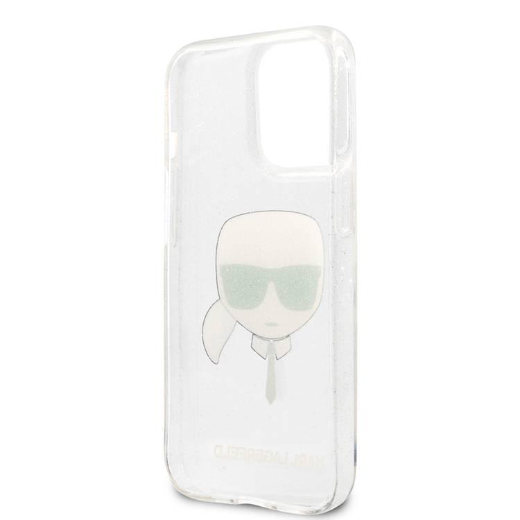 Karl Lagerfeld TPU Full Glitter Karl Head Case For iPhone 13 Pro (6.1 ), Durable, Shockproof, Bumper Protection, Anti-Scratch - Silver