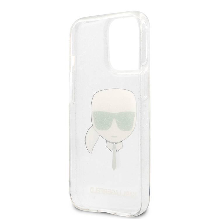 Karl Lagerfeld TPU Full Glitter Karl Head Case For iPhone 13 Pro Max (6.7 ), Durable, Shockproof, Bumper Protection, Anti-Scratch - Siver