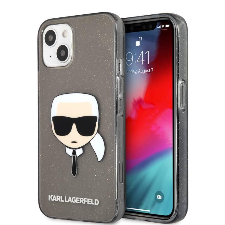 Karl Lagerfeld TPU Full Glitter Karl Head Case For iPhone 13 (6.1 ), Durable, Shockproof, Bumper Protection, Anti-Scratch - Black