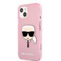 Karl Lagerfeld TPU Full Glitter Karl Head Case For iPhone 13 (6.1 ), Durable, Shockproof, Bumper Protection, Anti-Scratch - Pink