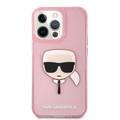 Karl Lagerfeld TPU Full Glitter Karl Head Case For iPhone 13 Pro (6.1 ), Durable, Shockproof, Bumper Protection, Anti-Scratch - Pink