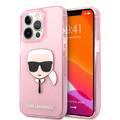 Karl Lagerfeld TPU Full Glitter Karl Head Case For iPhone 13 Pro Max (6.7 ), Durable, Shockproof, Bumper Protection, Anti-Scratch - Pink