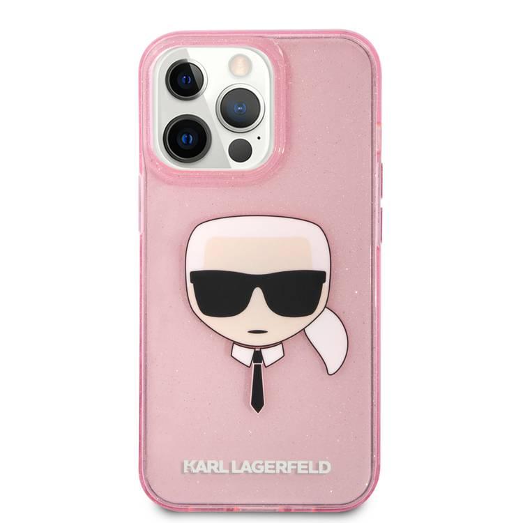 Karl Lagerfeld TPU Full Glitter Karl Head Case For iPhone 13 Pro Max (6.7 ), Durable, Shockproof, Bumper Protection, Anti-Scratch - Pink