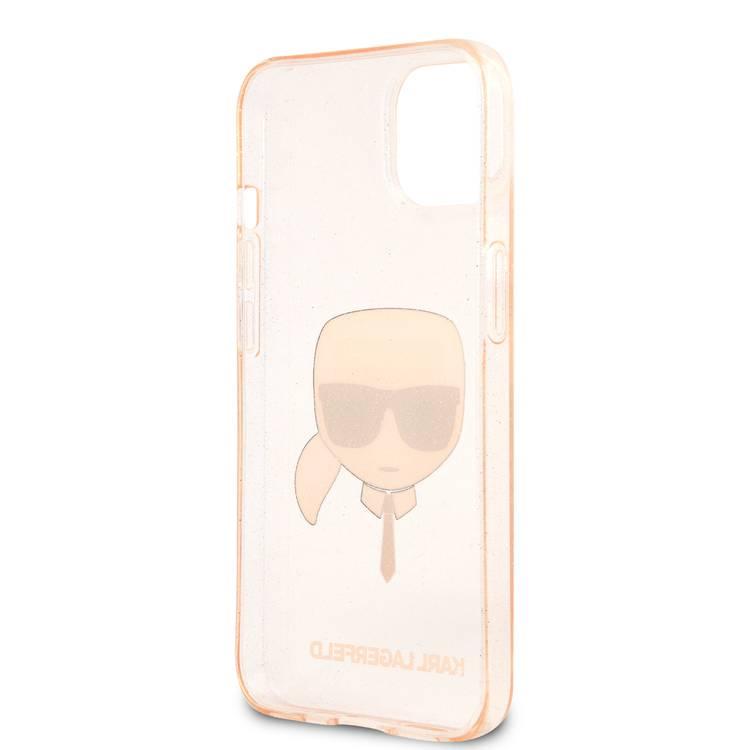 Karl Lagerfeld TPU Full Glitter Karl Head Case For iPhone 13 (6.1 ), Durable, Shockproof, Bumper Protection, Anti-Scratch - Gold