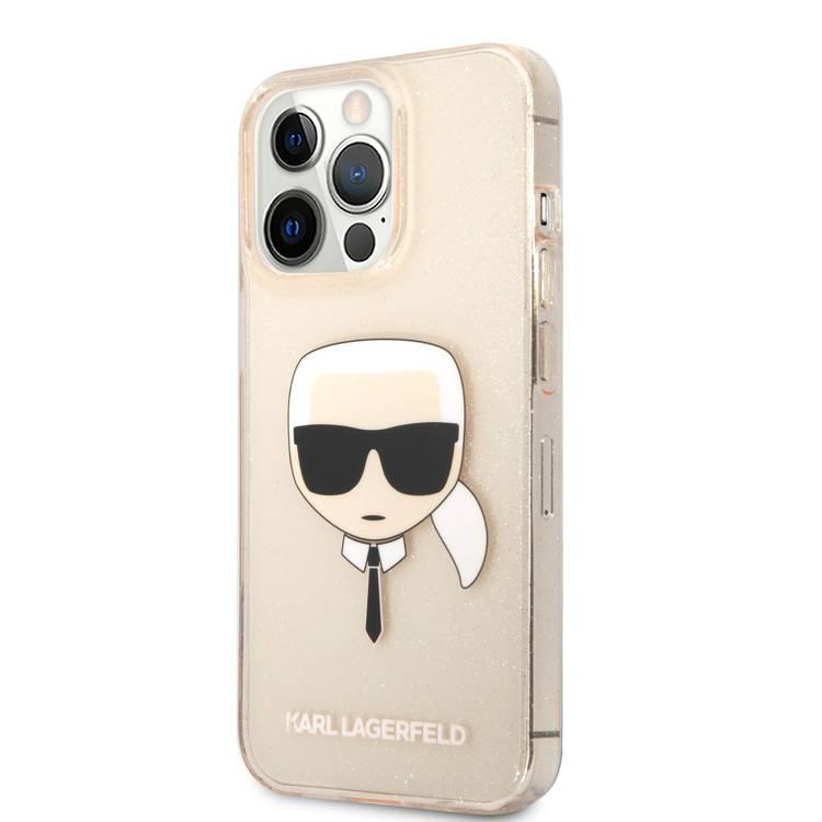 Karl Lagerfeld TPU Full Glitter Karl Head Case For iPhone 13 Pro Max (6.7 ), Durable, Shockproof, Bumper Protection, Anti-Scratch - Gold