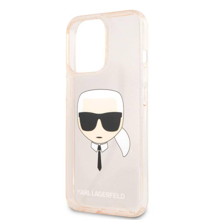 Karl Lagerfeld TPU Full Glitter Karl Head Case For iPhone 13 Pro Max (6.7 ), Durable, Shockproof, Bumper Protection, Anti-Scratch - Gold