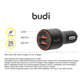 Budi Car Charger 36W De Voiture - Black