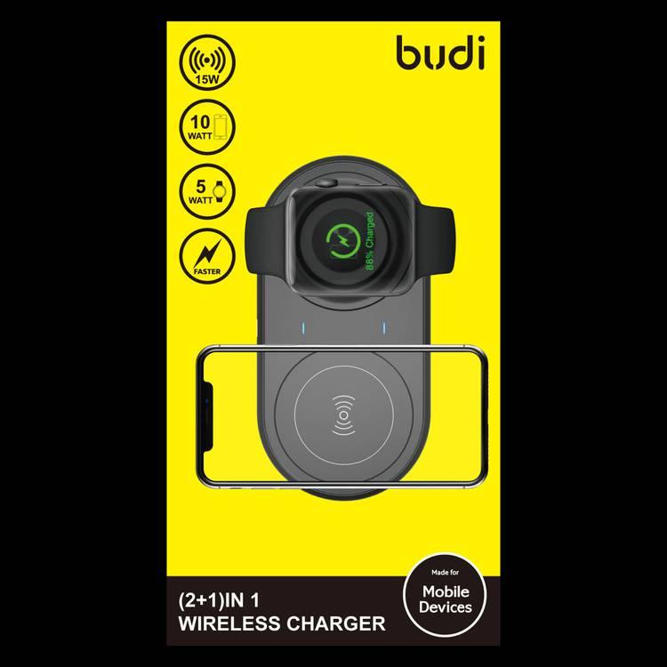 Budi 2 in 1 Wireless Charger 10W - Black