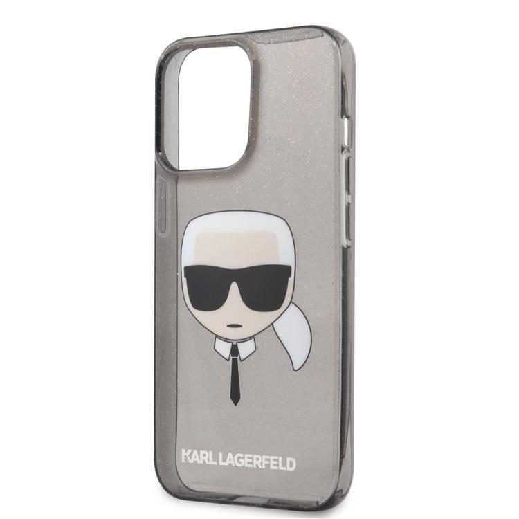 Karl Lagerfeld TPU Full Glitter Karl Head Case For iPhone 13 Pro (6.1"), Durable, Shockproof, Bumper Protection, Anti-Scratch - Black