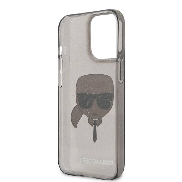 Karl Lagerfeld TPU Full Glitter Karl Head Case For iPhone 13 Pro (6.1"), Durable, Shockproof, Bumper Protection, Anti-Scratch - Black