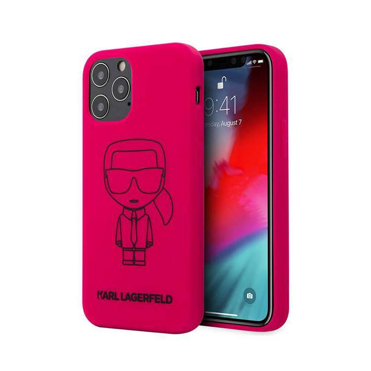 Karl Lagerfeld Silicone Hard Case Outline Ikonik for Apple iPhone 12 / 12 Pro (6.1 ) - Pink