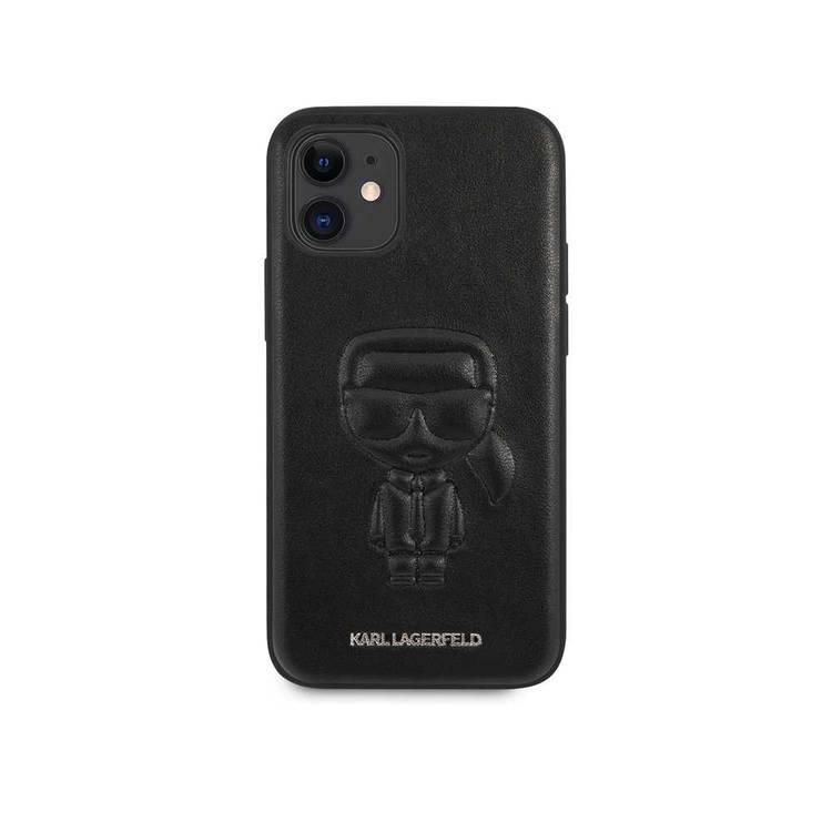 Karl Lagerfeld PU Leather Case Ikonik Outline Embossed and Metal Logo for Apple iPhone 12 Mini (5.4 ) - Black