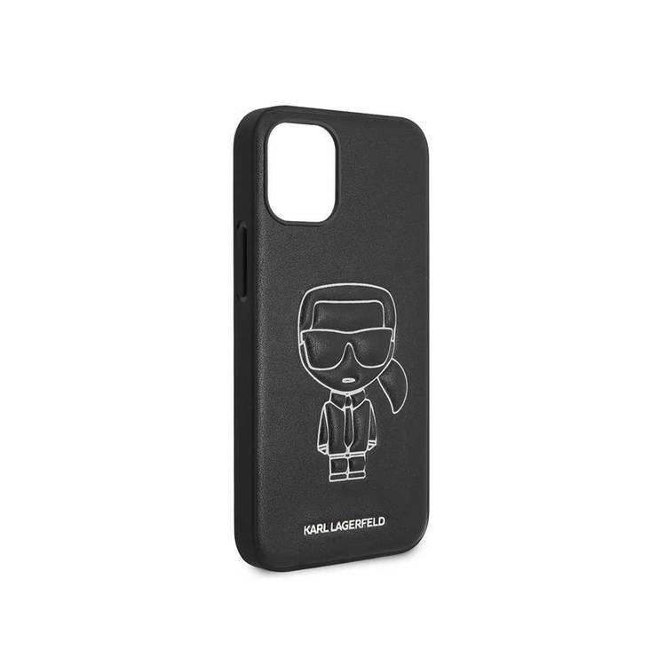 Karl Lagerfeld PU Leather Case Ikonik Outline Embossed and Metal Logo for Apple iPhone 12 Mini (5.4 ) - White