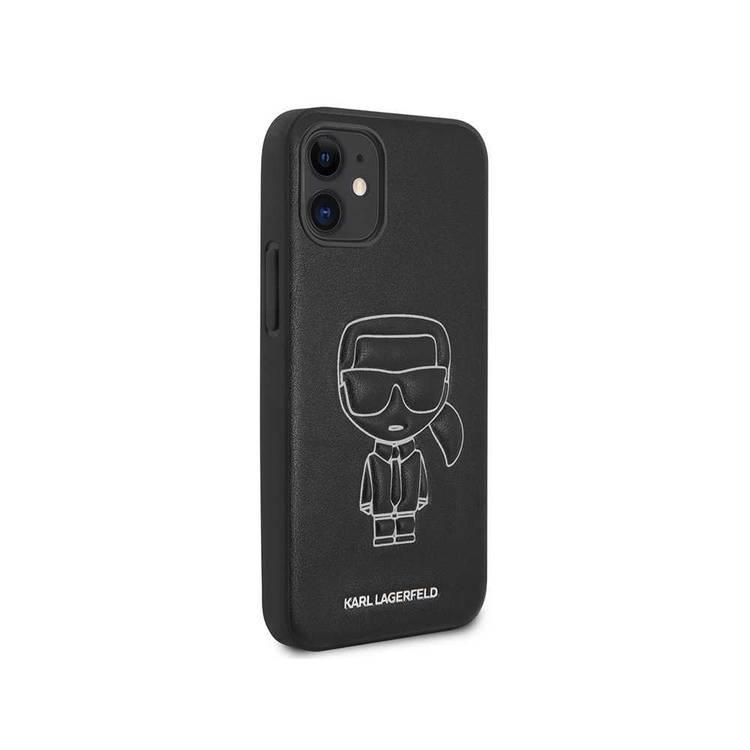 Karl Lagerfeld PU Leather Case Ikonik Outline Embossed and Metal Logo for Apple iPhone 12 Mini (5.4 ) - White