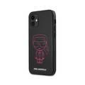 Karl Lagerfeld PU Leather Case Ikonik Outline Embossed and Metal Logo for Apple iPhone 12 Mini (5.4 ) - Pink