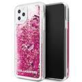 Karl Lagerfeld Transparent Liquid Glitter Case with Floating Charms for iPhone 11 Pro Max - Rose Gold