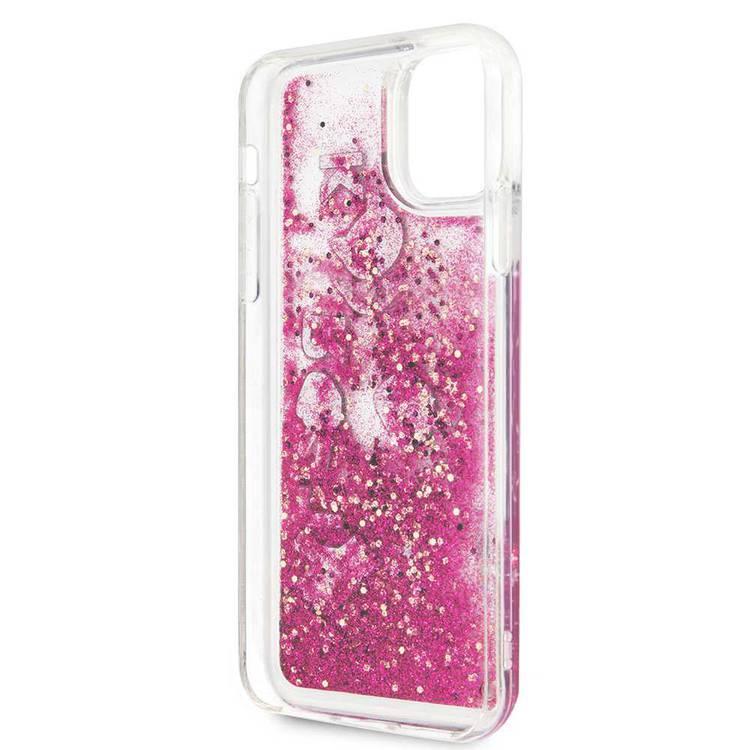 Karl Lagerfeld Transparent Liquid Glitter Case with Floating Charms for iPhone 11 Pro Max - Rose Gold