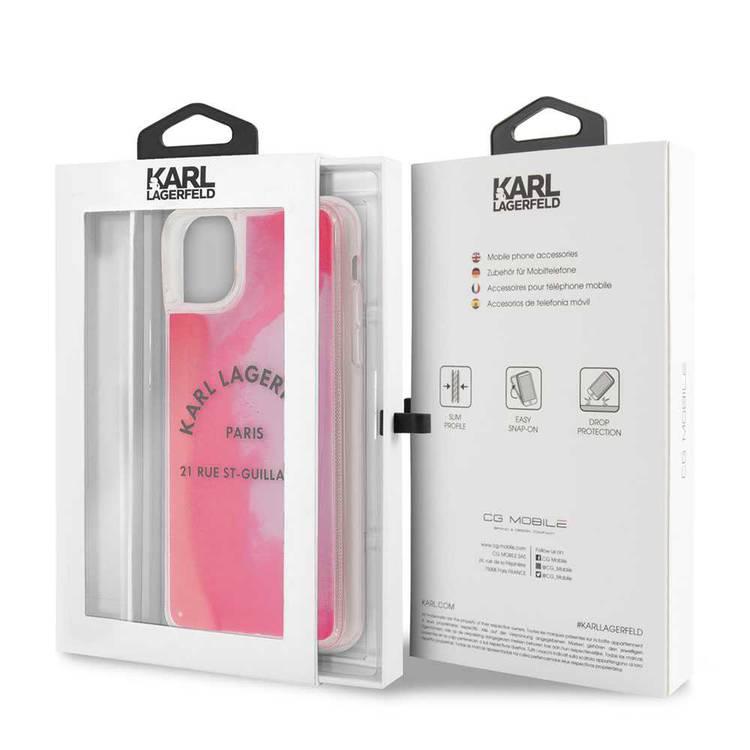 Karl Lagerfeld Glow in the Dark Sand Case For iPhone 11 Pro Max - Grey/Pink