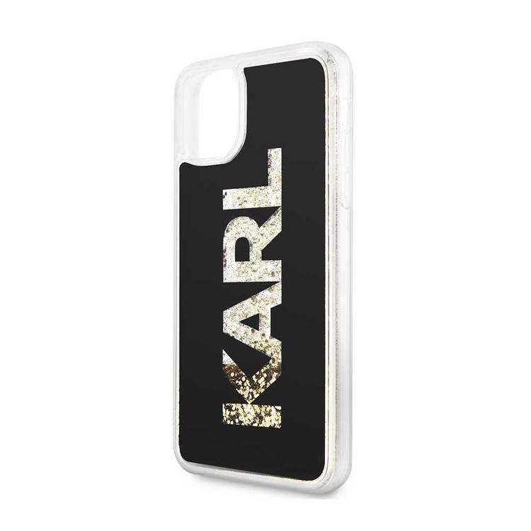 Karl Lagerfeld PC / TPU Transpareant Case with Gold Glitter for Apple iPhone 11 Pro Max - Black