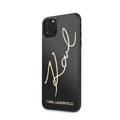 Karl Largefeld Tempered Glass Case with Glitter Sign for iPhone 11 Pro - Black