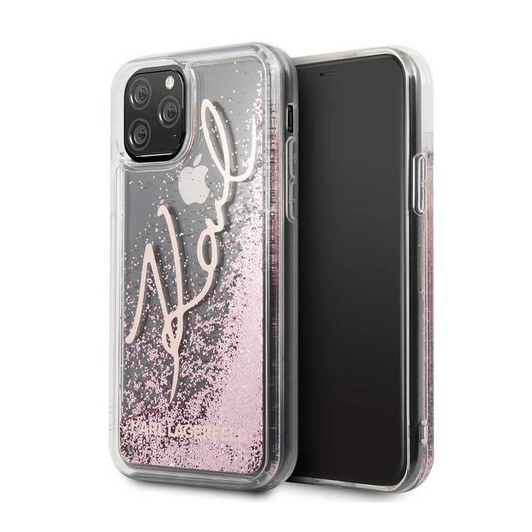 Karl Largefeld Transparent Glitter Signature For iPhone 11 Pro - Rose Gold