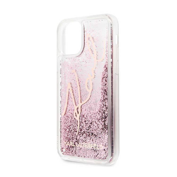 Karl Largefeld Transparent Glitter Signature For iPhone 11 Pro - Rose Gold