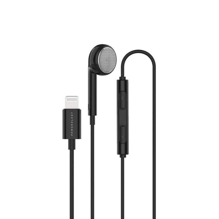 Powerology Mono Single Earphone with MFi Lightning Connector - Black