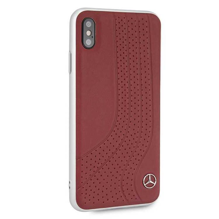 Mercedes-Benz New Bow I Genuine Leather Hard Case for iPhone Xs Max - Red