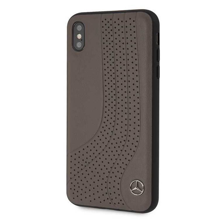 Mercedes-Benz New Bow I Genuine Leather Hard Case for iPhone Xs Max - Brown