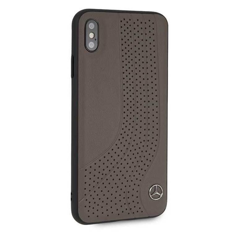 Mercedes-Benz New Bow I Genuine Leather Hard Case for iPhone Xs Max - Brown