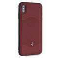 Maserati Granlusso Genuine Leather Hard Case for iPhone Xs Max - Burgundy
