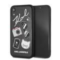 Karl Lagerfeld Embossed PU Hard Case Pins for iPhone Xr - Black
