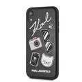Karl Lagerfeld Embossed PU Hard Case Pins for iPhone Xr - Black
