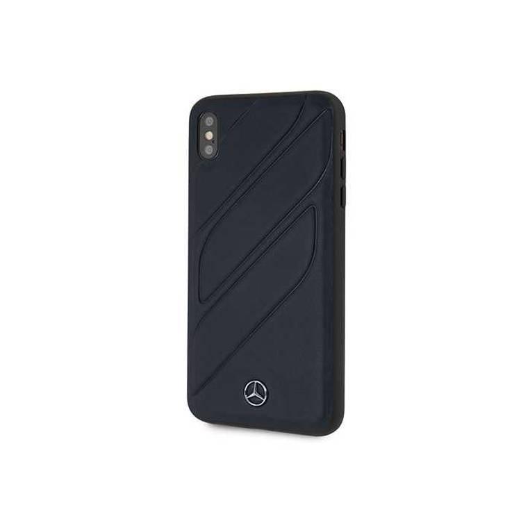 CG MOBILE Mercedes-Benz New Organic I Genuine Leather Hard Phone Case for iPhone Xs Max Officially Licensed - Navy