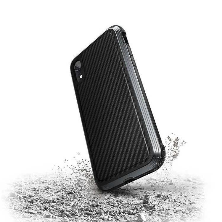 X-Doria Defense Lux Phone Case Compatible for iPhone Xr (6.1") Suitable with Wireless Charging - Black Carbon Fiber