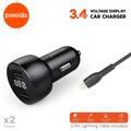 Porodo Car Charger 3.4A w/ PVC Lightning Cable 0.9m - Black