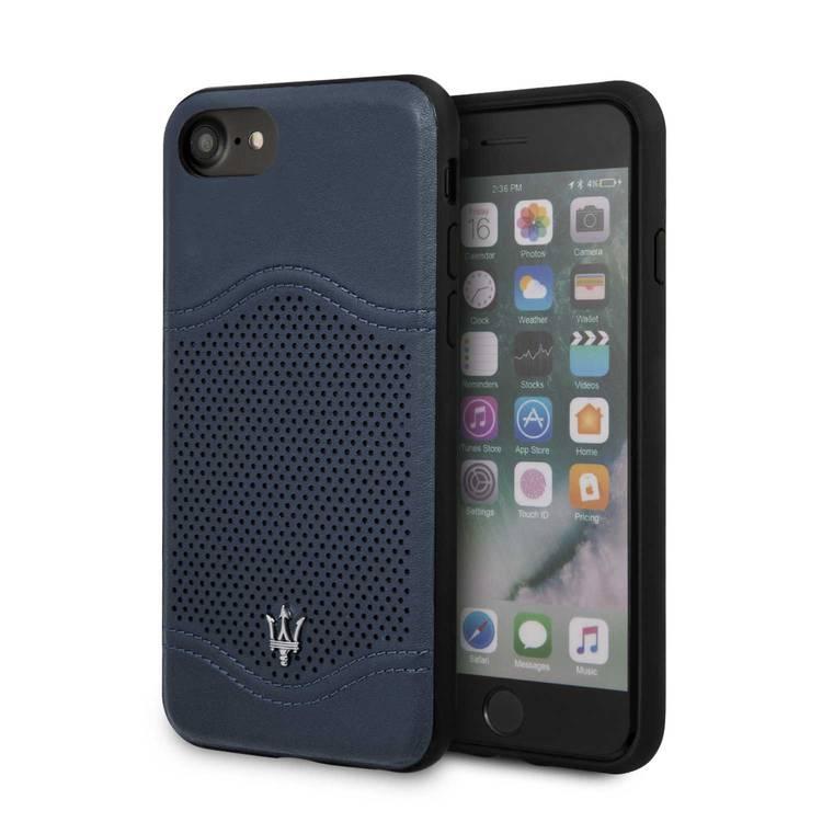 Maserati Granlusso Genuine Leather Hard Case for iPhone 8 / 7 - Navy