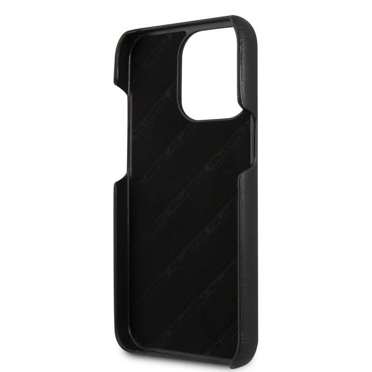 Karl Lagerfeld PU Leather Case With Elastic Band Strap For iPhone 13 Pro (6.1 ) - Black