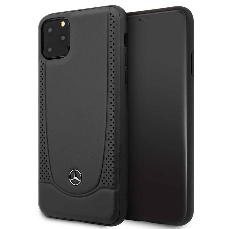 Mercedes-Benz Leather Hard Case Perforation For iPhone 11 Pro Max - Black