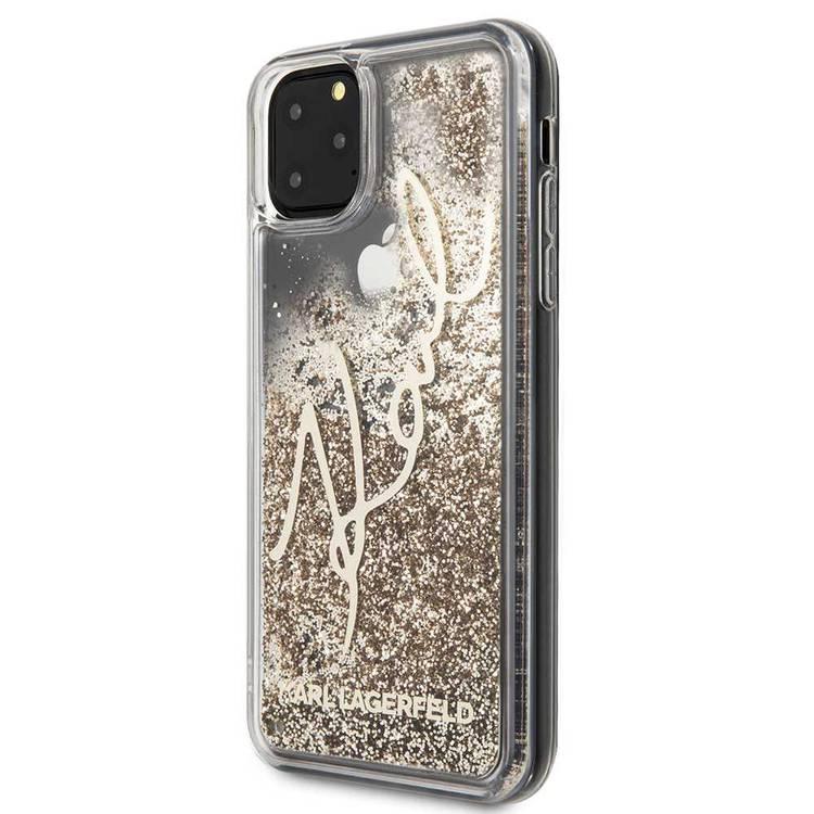 Karl Largefeld Transparent Glitter Signature for iPhone 11 Pro Max - Gold