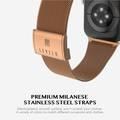 LEVELO Double Milanese Watch Strap Compatible for Apple Watch 42mm/44mm/45mm | Stainless Steel Replacement Band | Adjustable Magnetic Loop Strap for Watch Series 7/SE/6/5 - Rose Gold