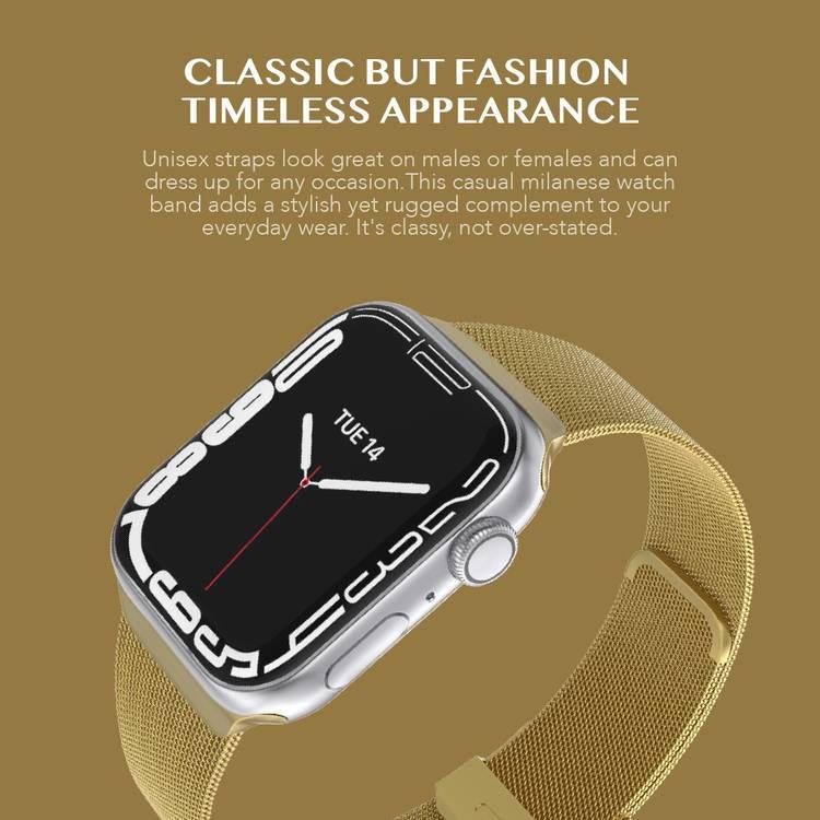 LEVELO Double Milanese Watch Strap Compatible for Apple Watch 38mm/40mm/41mm | Stainless Steel Replacement Band | Adjustable Magnetic Loop Strap for Watch Series 7/SE/6/5 - Gold
