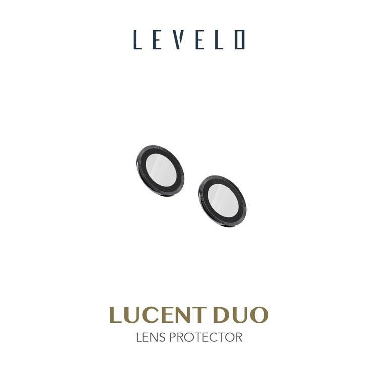 LEVELO Lucent Duo Lens Protector Compatible for iPhone 13 Mini & 13 (2pcs) 9H Hardness | Bubble Free | Ultra Thin & Full Coverage Camera Lens Protector | Anti-Scratch - Black