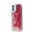 Guess Liquid Glitter"HEARTS" Charms Hard Case for Apple iPhone 12 Pro Max, 12 Pro and 12/Protective Cover (5.4", Raspberry)