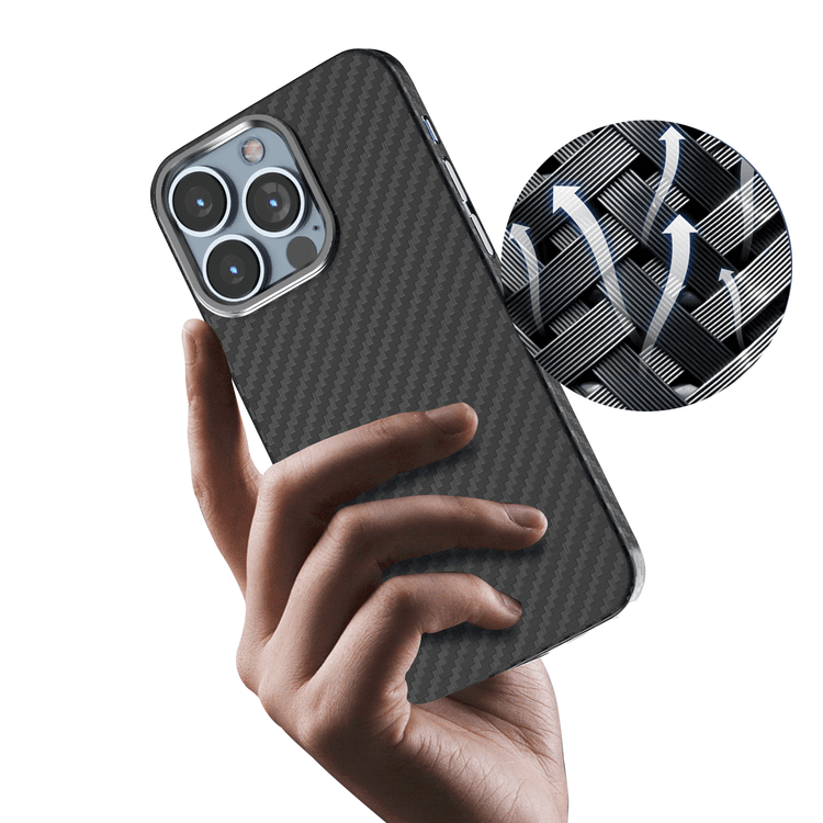 Green Lion iPhone 13 Pro Case Carbon with Metal Camera Ring Compatible for iPhone 13 Pro - Black