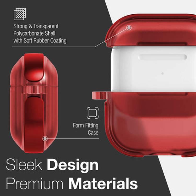 X-Doria Raptic Air Case Compatible for AirPods 3 | AirPods Case with Detachable Metal Carabiner Supports Wireless Charging - Red